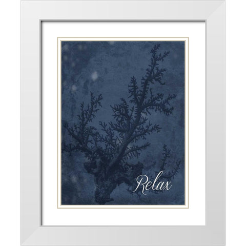 Blue Water Coral Relax White Modern Wood Framed Art Print with Double Matting by Grey, Jace