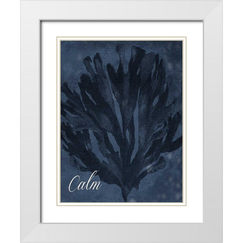 Blue Water Coral Calm White Modern Wood Framed Art Print with Double Matting by Grey, Jace