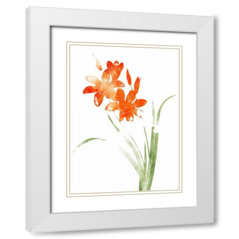 Watered Down Bright Orange White Modern Wood Framed Art Print with Double Matting by Grey, Jace