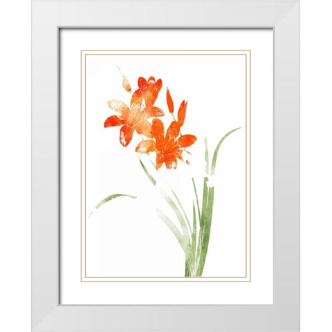 Watered Down Bright Orange White Modern Wood Framed Art Print with Double Matting by Grey, Jace
