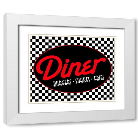 Diner White Modern Wood Framed Art Print with Double Matting by Grey, Jace