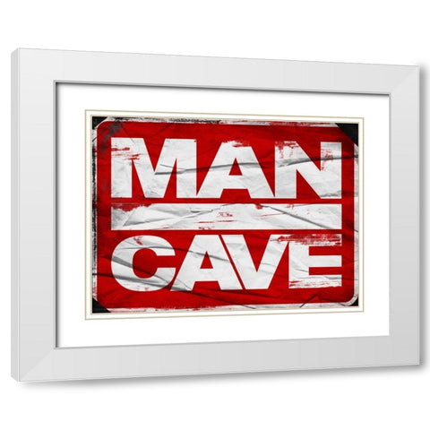 Man Cave Sign White Modern Wood Framed Art Print with Double Matting by Grey, Jace