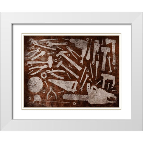 Rust Tools White Modern Wood Framed Art Print with Double Matting by Grey, Jace