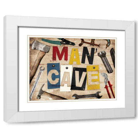 Man Cave Tools White Modern Wood Framed Art Print with Double Matting by Grey, Jace
