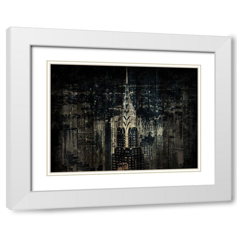 The Golden Skyline White Modern Wood Framed Art Print with Double Matting by Grey, Jace