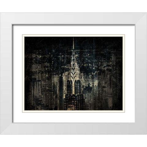 The Golden Skyline White Modern Wood Framed Art Print with Double Matting by Grey, Jace