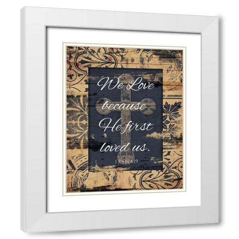 Loved Us White Modern Wood Framed Art Print with Double Matting by Grey, Jace