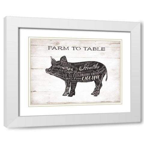 Pig Words White Modern Wood Framed Art Print with Double Matting by Grey, Jace