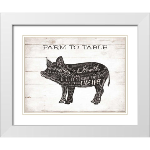 Pig Words White Modern Wood Framed Art Print with Double Matting by Grey, Jace