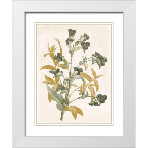 Green and Gold Flowers 1 White Modern Wood Framed Art Print with Double Matting by Grey, Jace