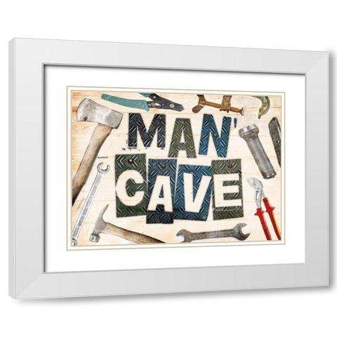 Man Cave Tools White Modern Wood Framed Art Print with Double Matting by Grey, Jace