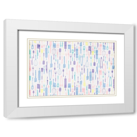 Kitchen Utensils Soft White Modern Wood Framed Art Print with Double Matting by Grey, Jace