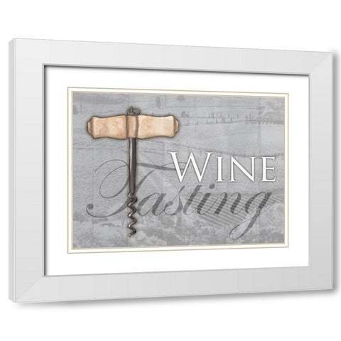 Soft Wine Tasting White Modern Wood Framed Art Print with Double Matting by Grey, Jace
