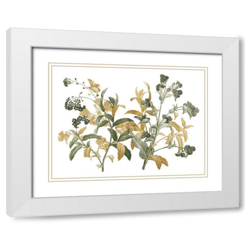 Floral Bushel Green Golds White Modern Wood Framed Art Print with Double Matting by Grey, Jace