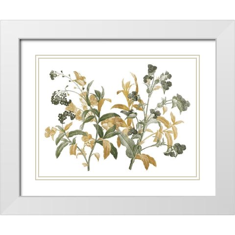 Floral Bushel Green Golds White Modern Wood Framed Art Print with Double Matting by Grey, Jace
