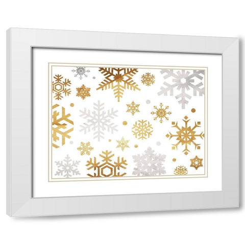 Gold Silver Flakes White Modern Wood Framed Art Print with Double Matting by Grey, Jace