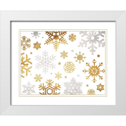 Gold Silver Flakes White Modern Wood Framed Art Print with Double Matting by Grey, Jace