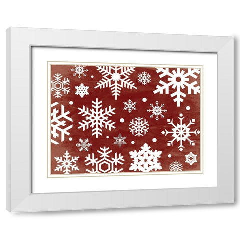 Red Flakes White Modern Wood Framed Art Print with Double Matting by Grey, Jace