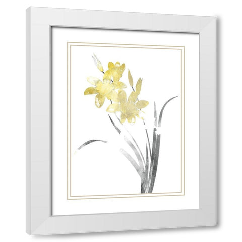 Single Flower Grey Yellow Mate White Modern Wood Framed Art Print with Double Matting by Grey, Jace