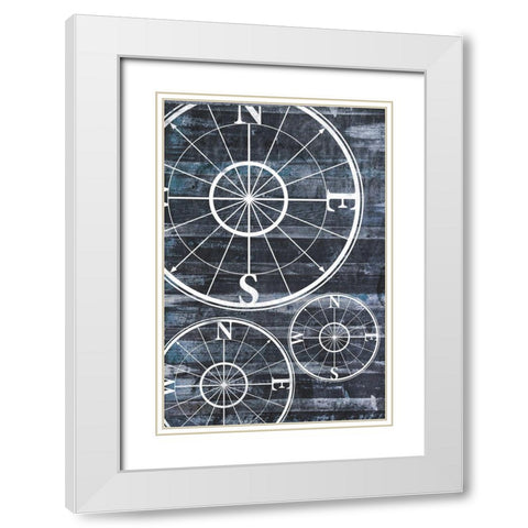 Wooden Compass White Modern Wood Framed Art Print with Double Matting by Grey, Jace