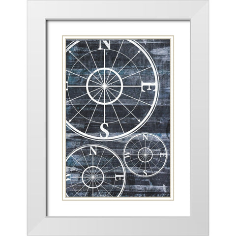 Wooden Compass White Modern Wood Framed Art Print with Double Matting by Grey, Jace