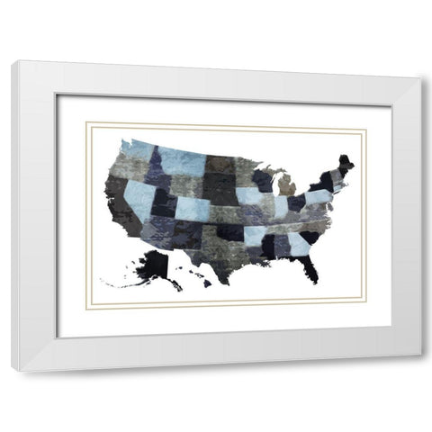 Blues Map White Modern Wood Framed Art Print with Double Matting by Grey, Jace