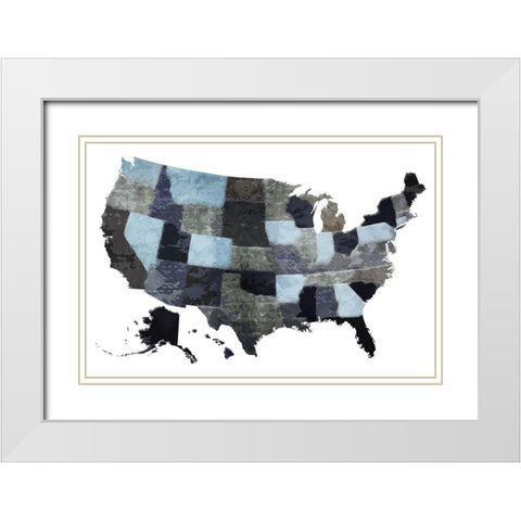 Blues Map White Modern Wood Framed Art Print with Double Matting by Grey, Jace