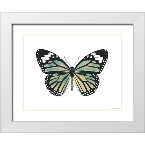 Neutral Butterfly White Modern Wood Framed Art Print with Double Matting by Grey, Jace