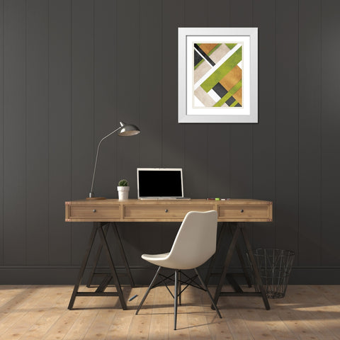 Green Layers White Modern Wood Framed Art Print with Double Matting by Grey, Jace