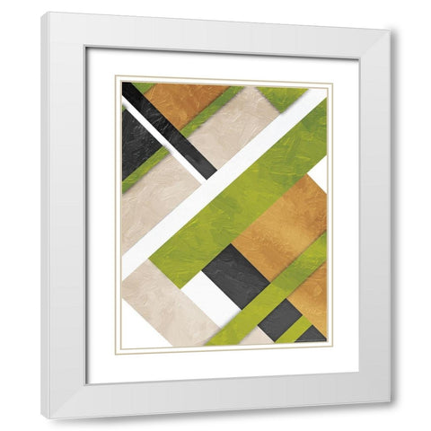 Green Layers White Modern Wood Framed Art Print with Double Matting by Grey, Jace
