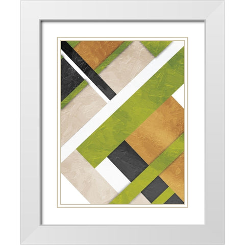 Green Layers White Modern Wood Framed Art Print with Double Matting by Grey, Jace