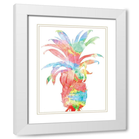 Pineapple Colorsplosion White Modern Wood Framed Art Print with Double Matting by Grey, Jace