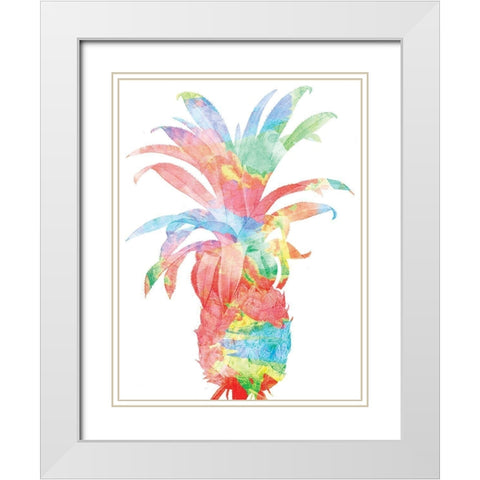 Pineapple Colorsplosion White Modern Wood Framed Art Print with Double Matting by Grey, Jace