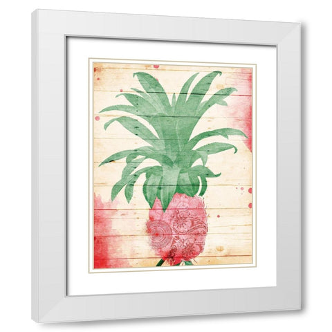 Pineapple Pink Henna White Modern Wood Framed Art Print with Double Matting by Grey, Jace