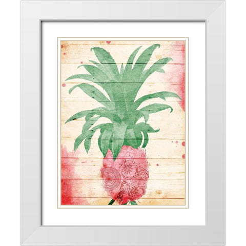 Pineapple Pink Henna White Modern Wood Framed Art Print with Double Matting by Grey, Jace