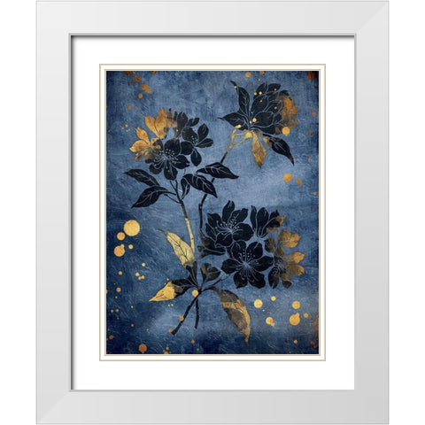 Gold Hint Floral White Modern Wood Framed Art Print with Double Matting by Grey, Jace