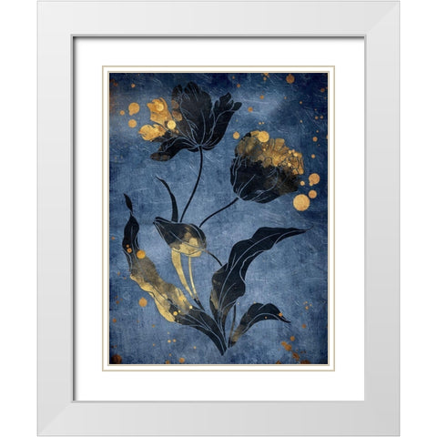 Gold Hint Floral Mate White Modern Wood Framed Art Print with Double Matting by Grey, Jace
