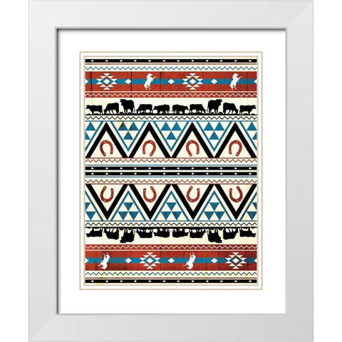 Western Aztec Pattern White Modern Wood Framed Art Print with Double Matting by Grey, Jace