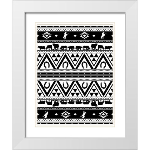 Western Aztec White Modern Wood Framed Art Print with Double Matting by Grey, Jace