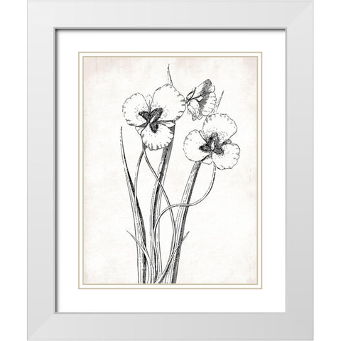 Cream Black Florals Mate White Modern Wood Framed Art Print with Double Matting by Grey, Jace
