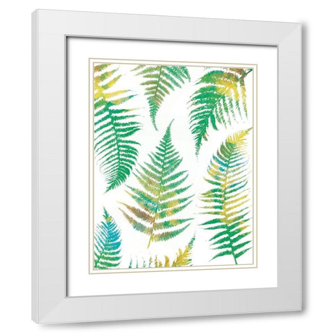 Bright Ferns White Modern Wood Framed Art Print with Double Matting by Grey, Jace