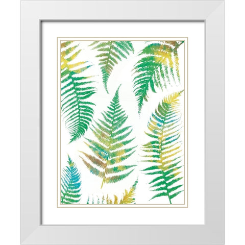 Bright Ferns White Modern Wood Framed Art Print with Double Matting by Grey, Jace