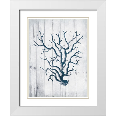 Coral White Wood White Modern Wood Framed Art Print with Double Matting by Grey, Jace
