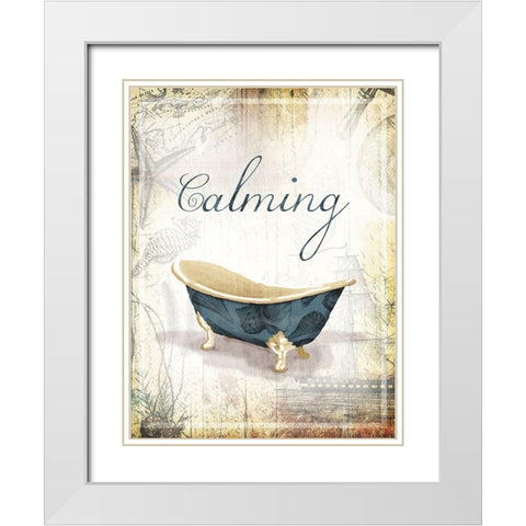 Calming Sea Bath White Modern Wood Framed Art Print with Double Matting by Grey, Jace