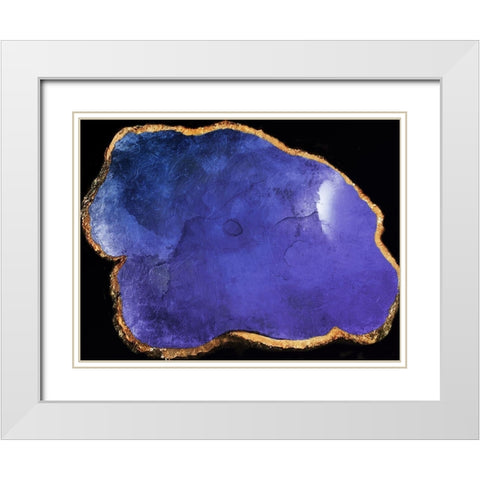 Blue Purple Agate Marble White Modern Wood Framed Art Print with Double Matting by Grey, Jace