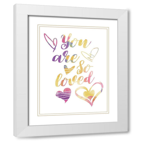 So Loved Pinks And Purples White Modern Wood Framed Art Print with Double Matting by Grey, Jace