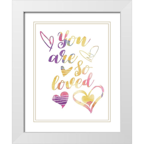 So Loved Pinks And Purples White Modern Wood Framed Art Print with Double Matting by Grey, Jace