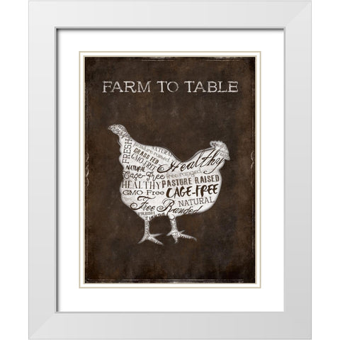 Farm To Table Chicken White Modern Wood Framed Art Print with Double Matting by Grey, Jace