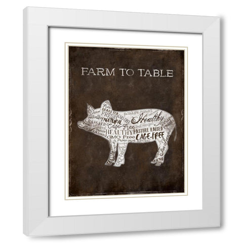 Farm To Table Cow White Modern Wood Framed Art Print with Double Matting by Grey, Jace