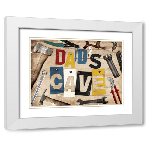 Dads Cave White Modern Wood Framed Art Print with Double Matting by Grey, Jace